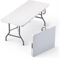 6-Foot Folding Table (with Built-in Handle and Steel Legs) – Heavy-Duty Portable Design