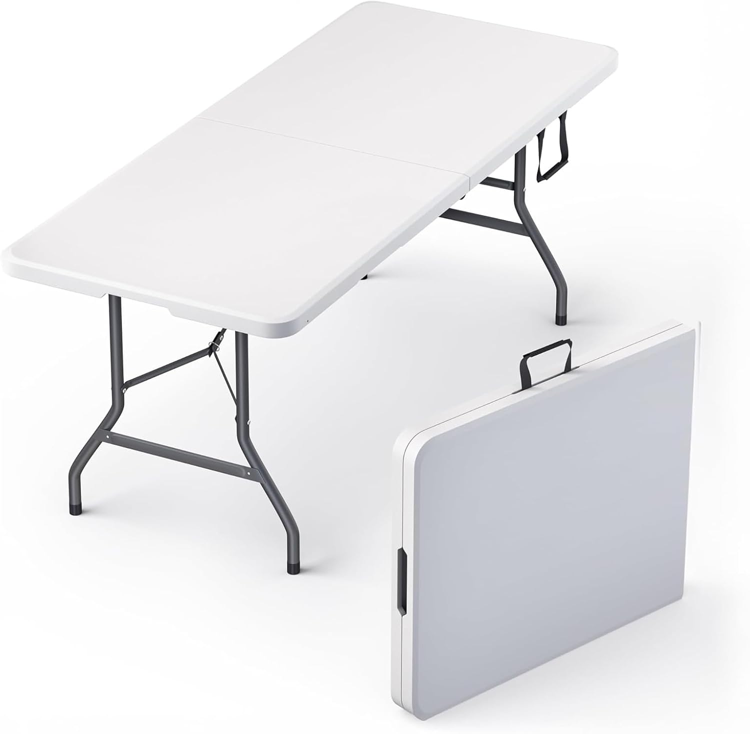 6-Foot Folding Table (with Built-in Handle and Steel Legs) – Heavy-Duty Portable Design