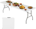 6-Foot Folding Table. Portable Bi-Fold Plastic Picnic/Party Table with Carrying Handle (White)