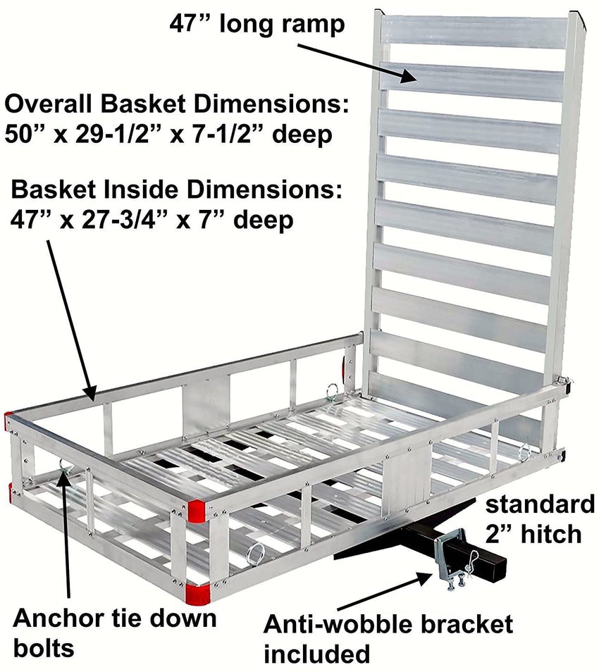 80779 Aluminum Hitch Mount Cargo Carrier with 47′′ Long Ramp. 1 Pack