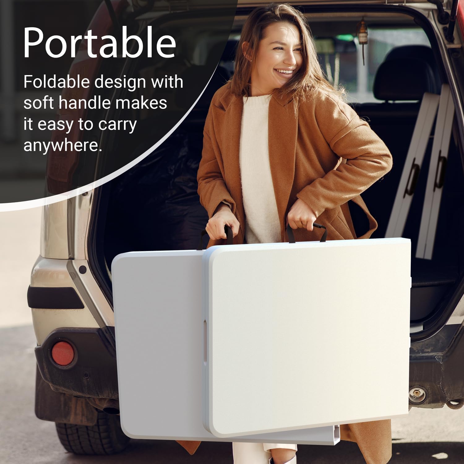 6-Foot Folding Table (with Built-in Handle and Steel Legs) – Heavy-Duty Portable Design