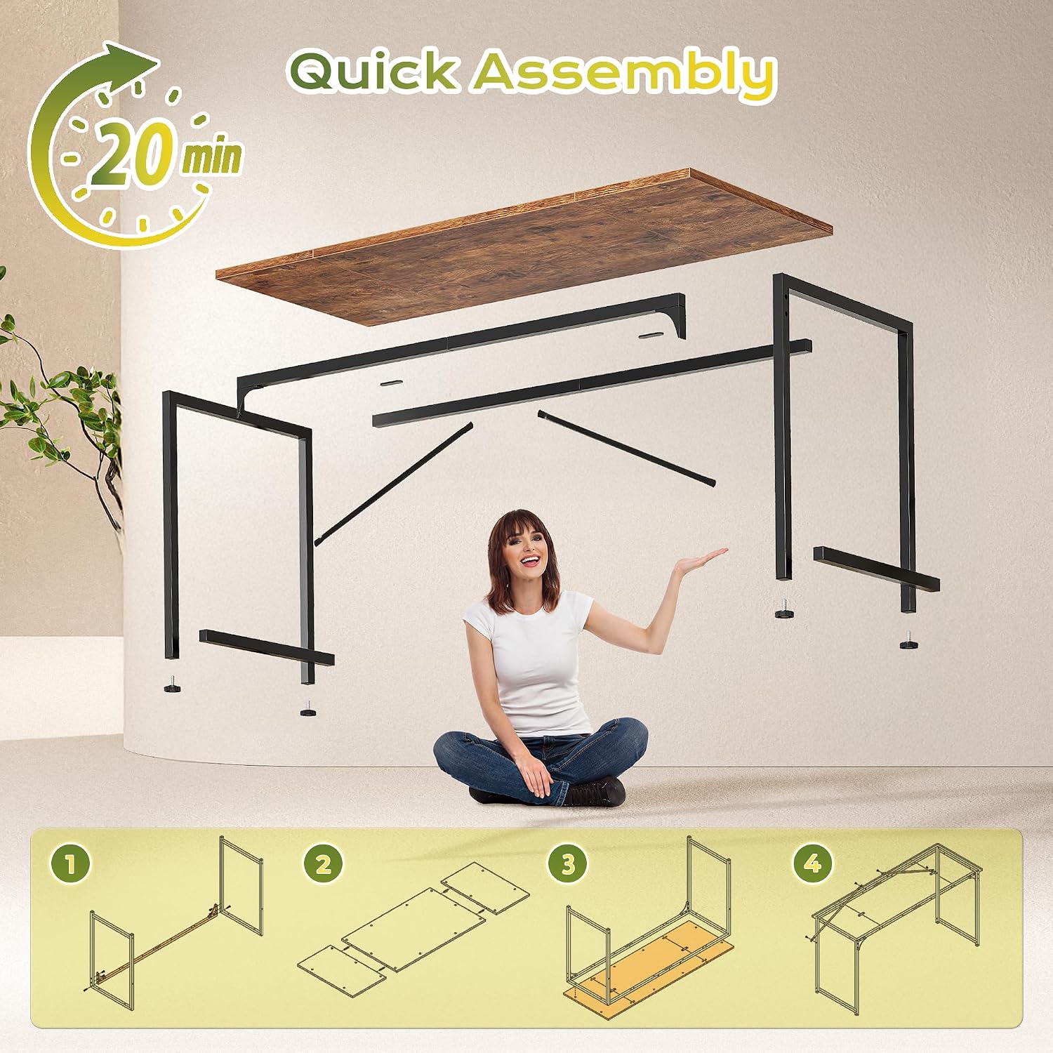 55-inch computer desk. Home office desk with a spacious tabletop. Modern gaming desk.