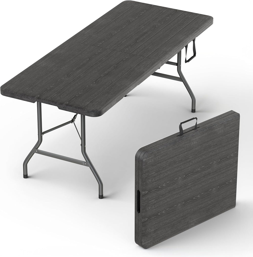 6-Foot Folding Table (with Built-in Handle and Steel Legs)