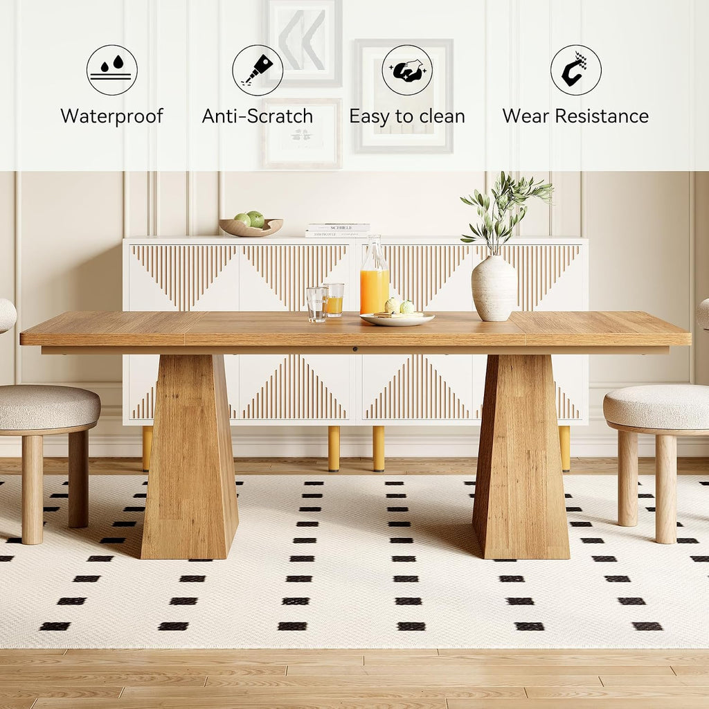 6-seater dining table. Wooden dining table. Rectangular table with reinforced legs.
