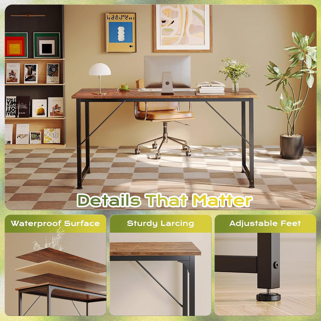 55-inch computer desk. Home office desk with a spacious tabletop. Modern gaming desk.