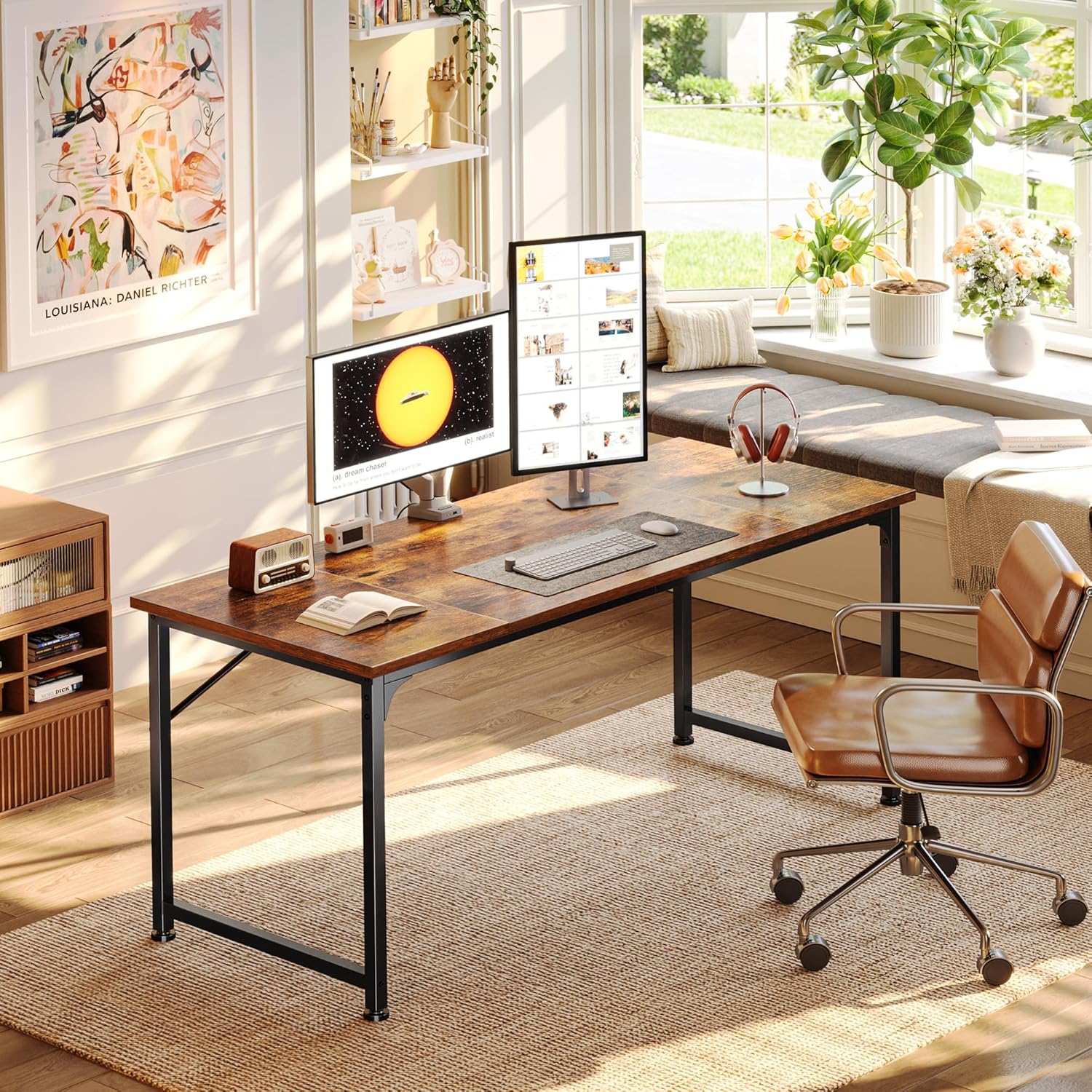 55-inch computer desk. Home office desk with a spacious tabletop. Modern gaming desk.