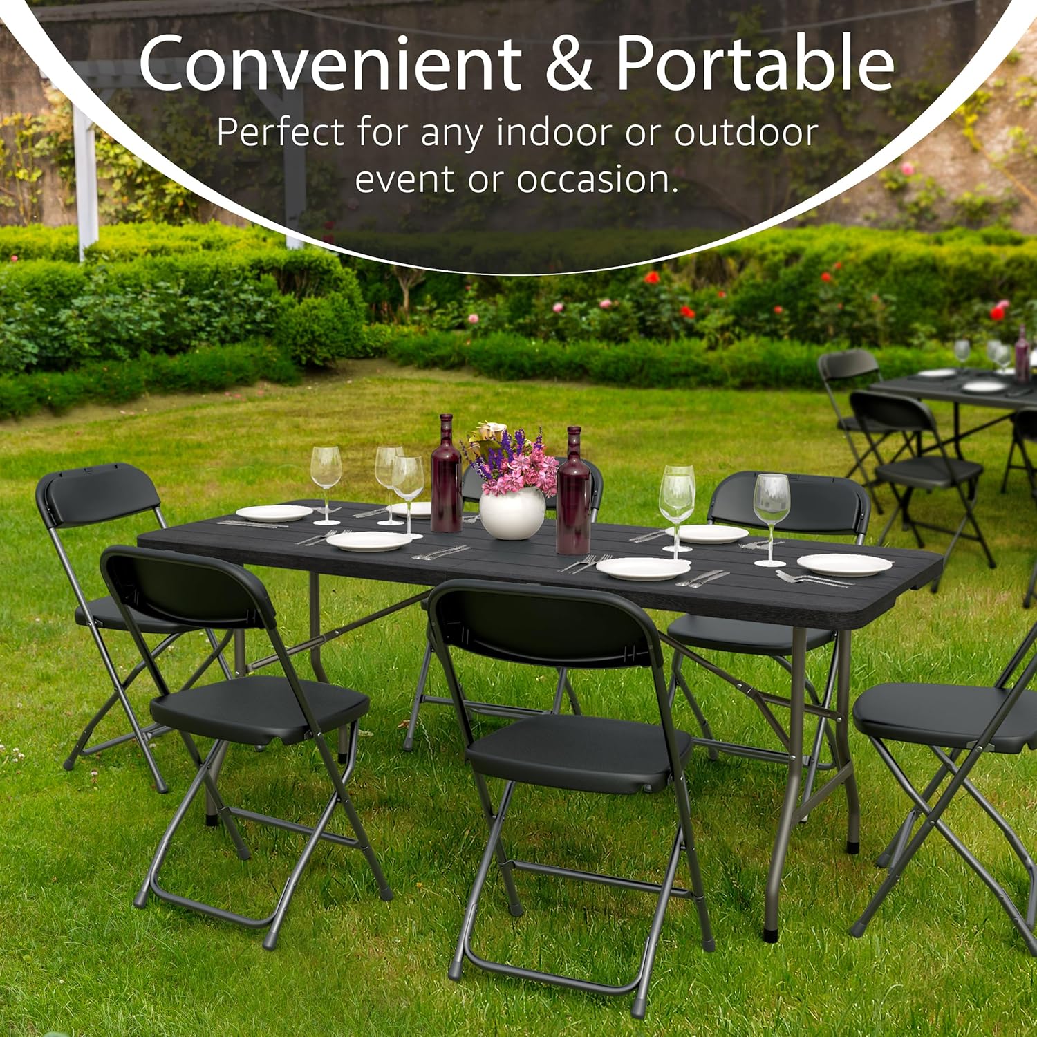 6-Foot Folding Table (with Built-in Handle and Steel Legs)