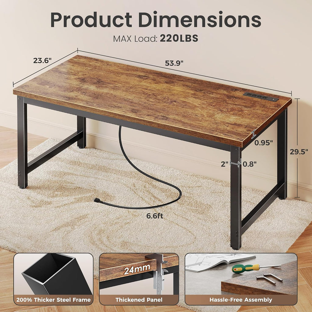 55 x 24-inch Desk (with Power Outlets and USB-C Port)