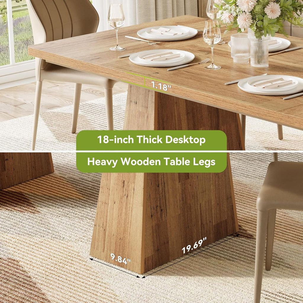 6-seater dining table. Wooden dining table. Rectangular table with reinforced legs.