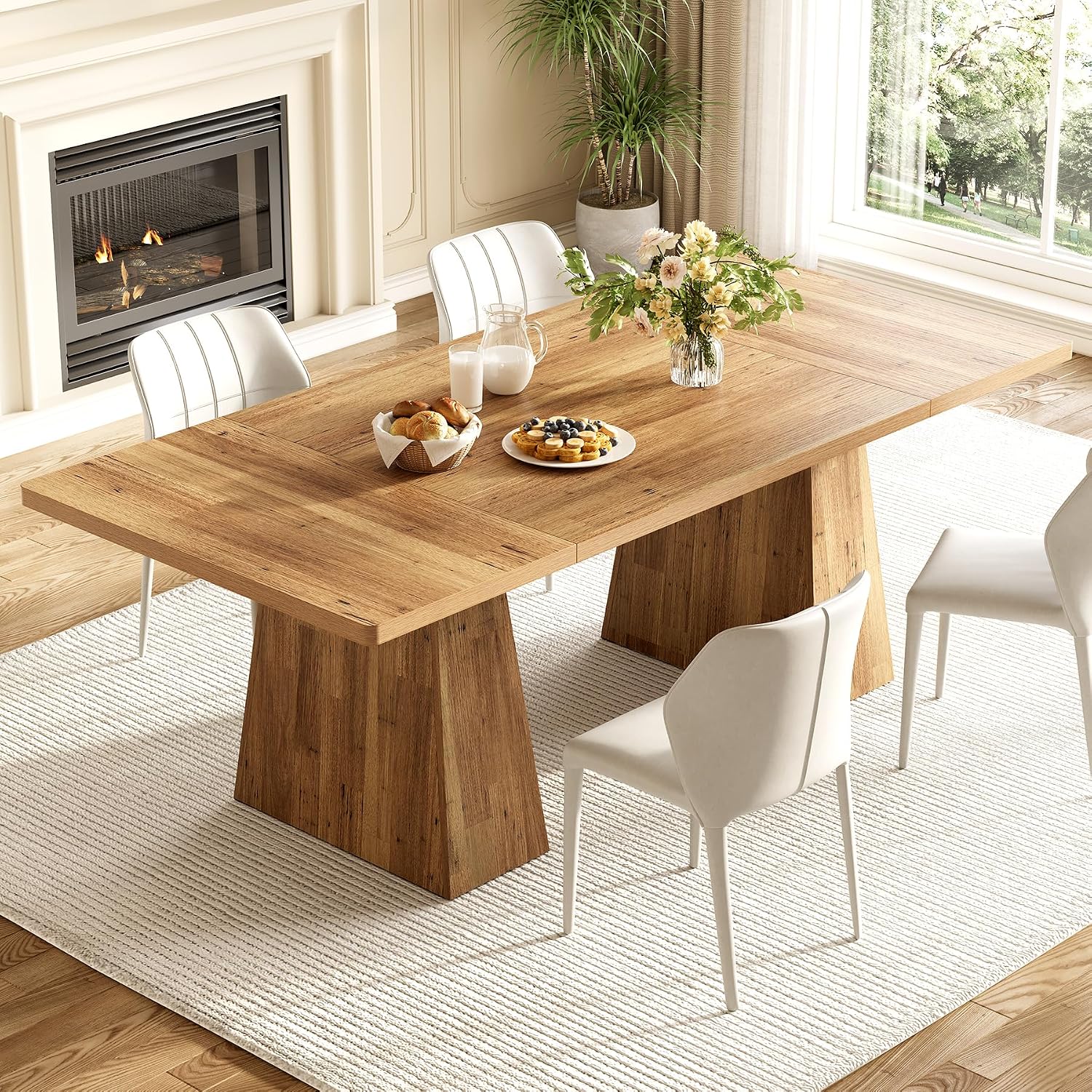 6-seater dining table. Wooden dining table. Rectangular table with reinforced legs.