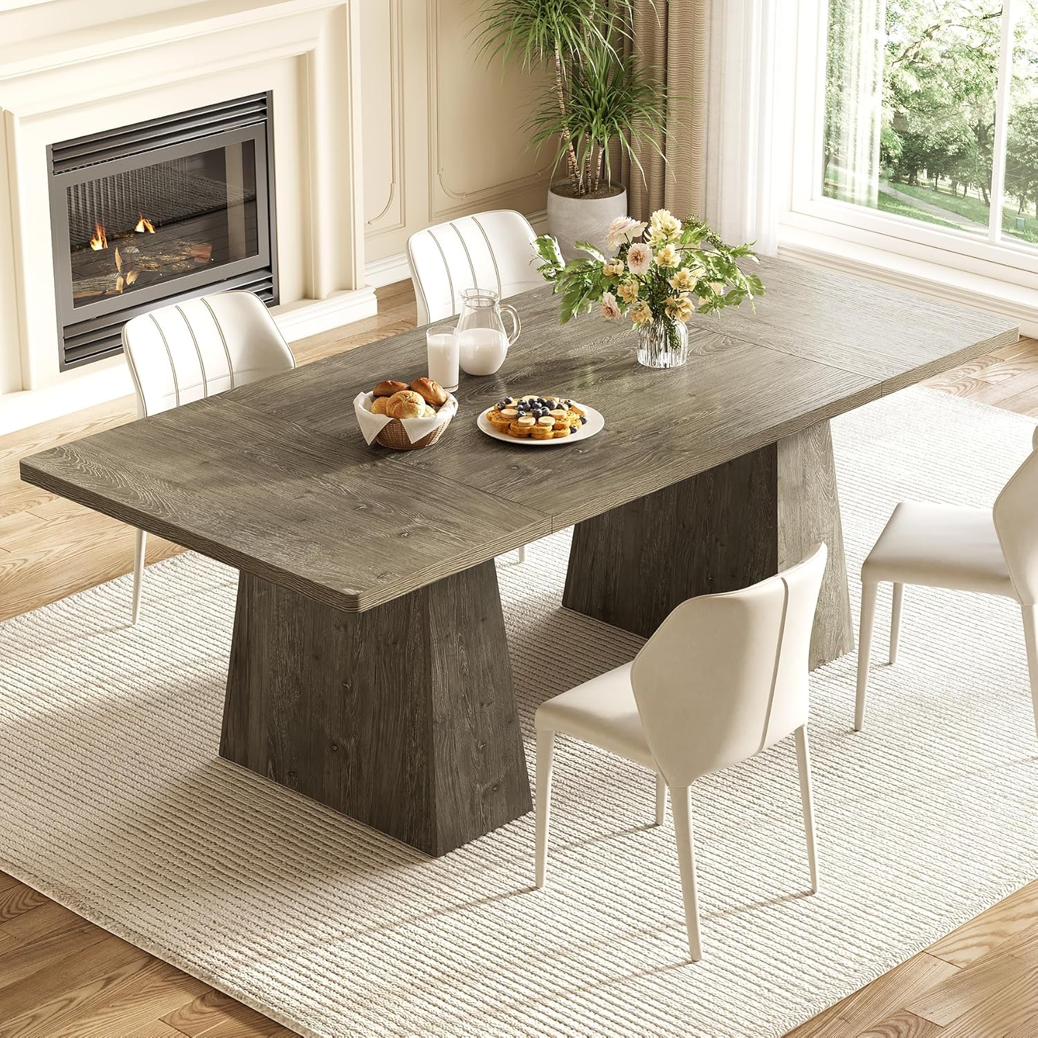 6-seater dining table. Wooden dining table. Rectangular table with reinforced legs.