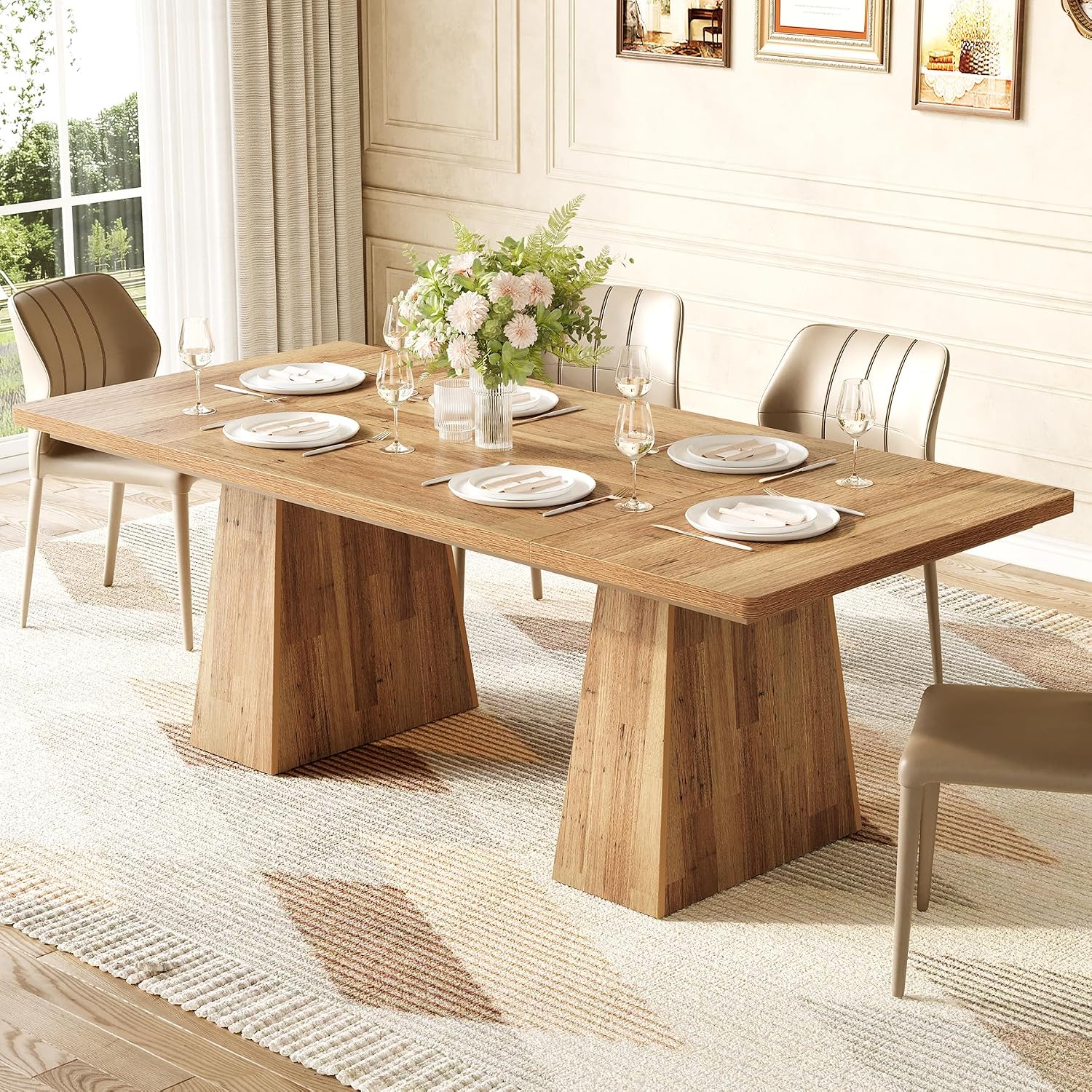 6-seater dining table. Wooden dining table. Rectangular table with reinforced legs.