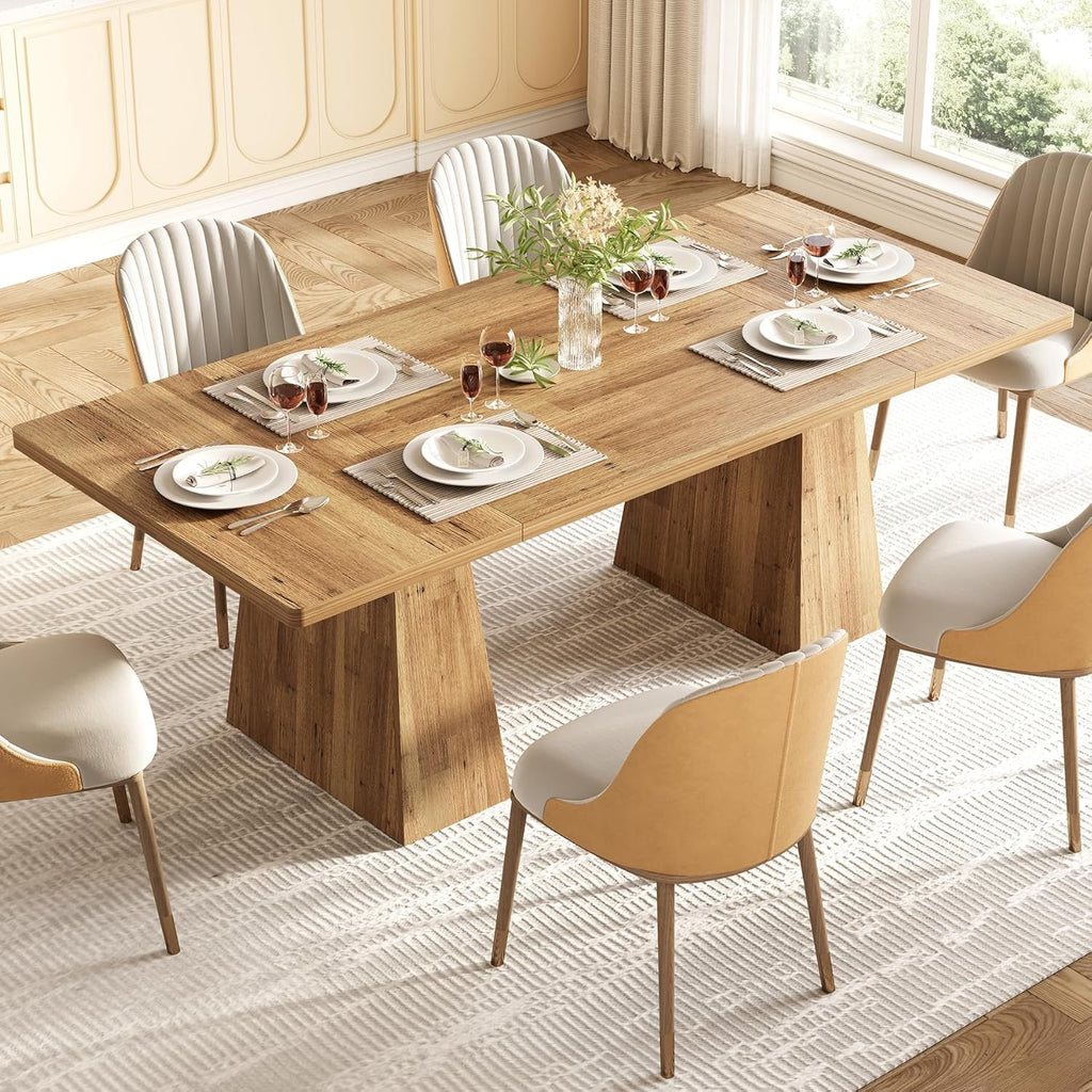 6-seater dining table. Wooden dining table. Rectangular table with reinforced legs.