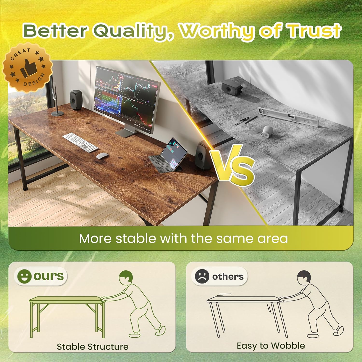 55-inch computer desk. Home office desk with a spacious tabletop. Modern gaming desk.