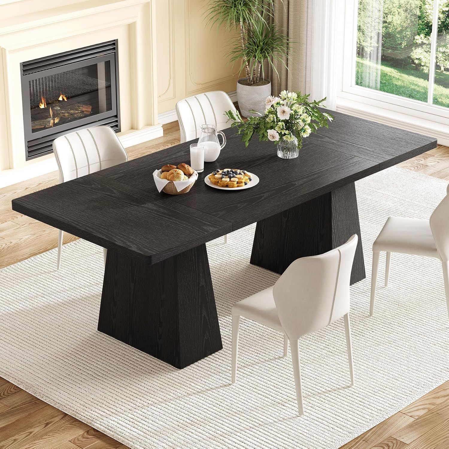 6-seater dining table. Wooden dining table. Rectangular table with reinforced legs.