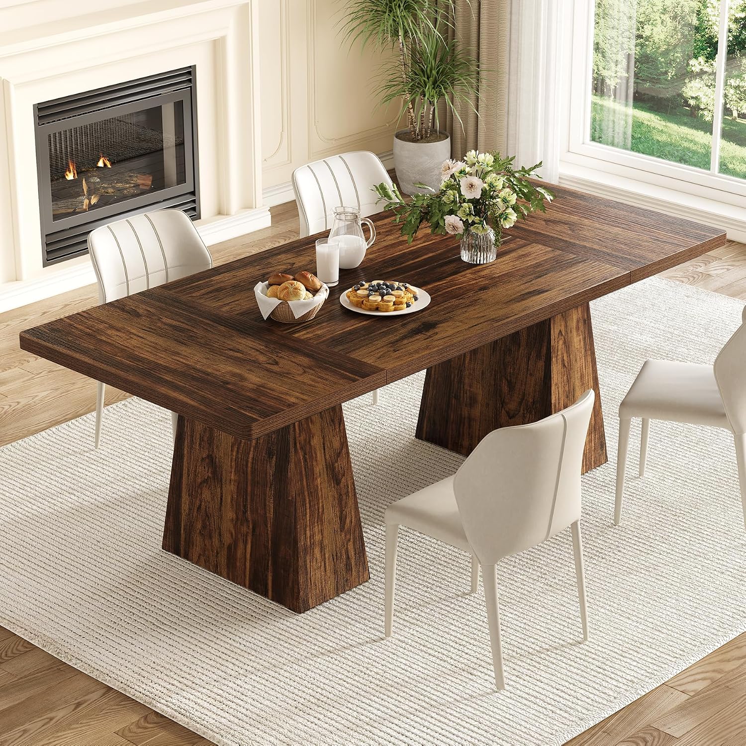 6-seater dining table. Wooden dining table. Rectangular table with reinforced legs.