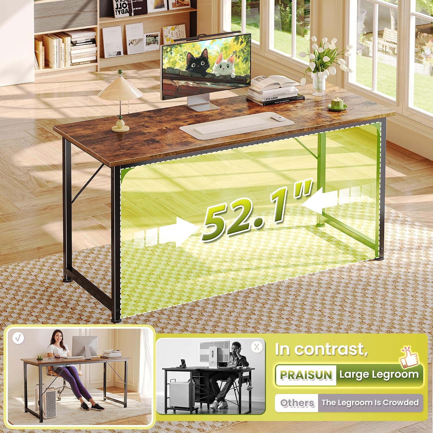 55-inch computer desk. Home office desk with a spacious tabletop. Modern gaming desk.